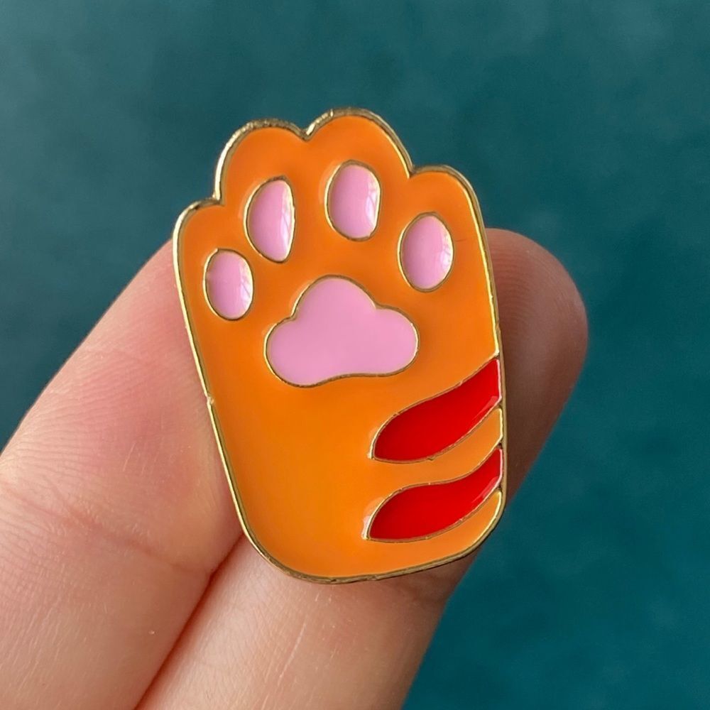Ginger Tabby Kitty Paw Enamel Pin/ Brooch Lapel